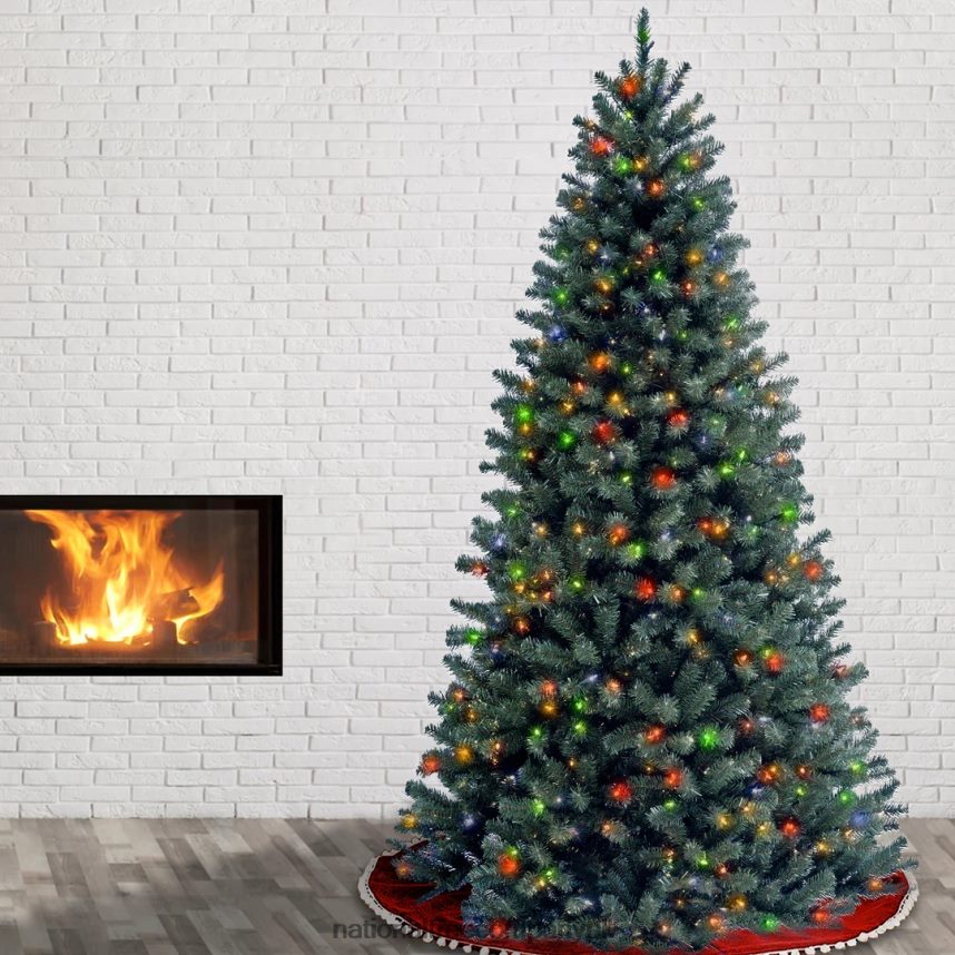 Trees | National Tree Company Pre-Lit Artificial Slim Christmas Tree Blue North Valley Spruce Multicolor Lights Includes Stand 75 Feet F2L4F56